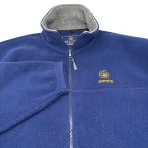 Beretta Mens XL Navy Blue Full Zip Soft Fleece Long Sleeve Sweater